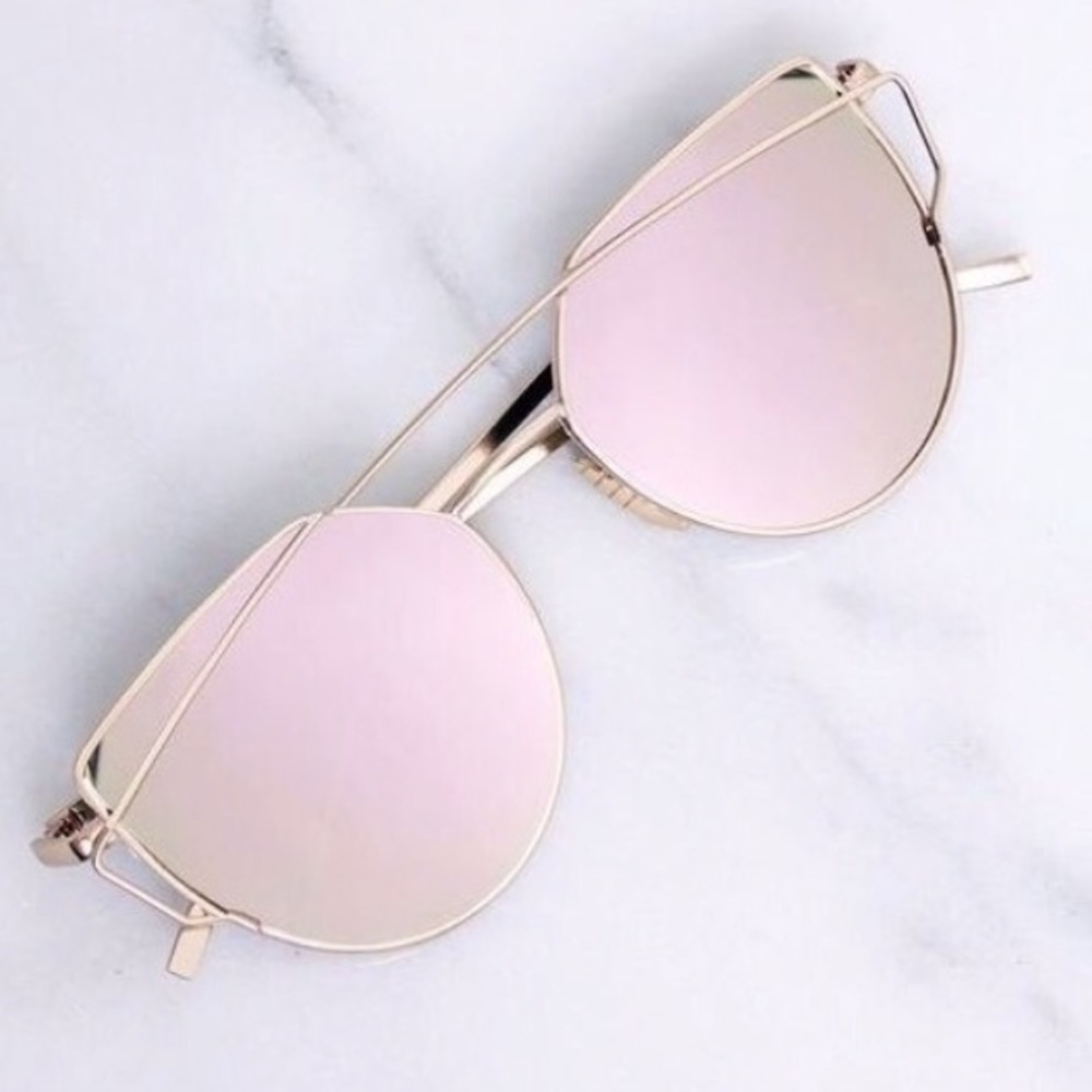 Reflective Mirrored Pink Rose Gold Sunglasses